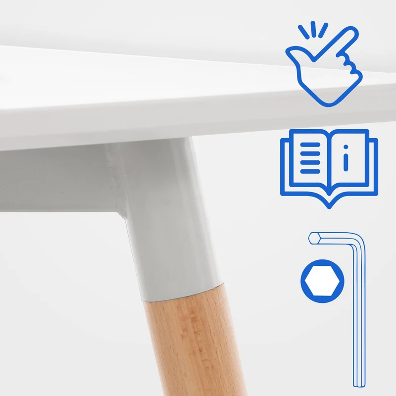 Table de cuisine table d'appoint largeur 60 cm hauteur 75 cm MDF blanc 10_0005532