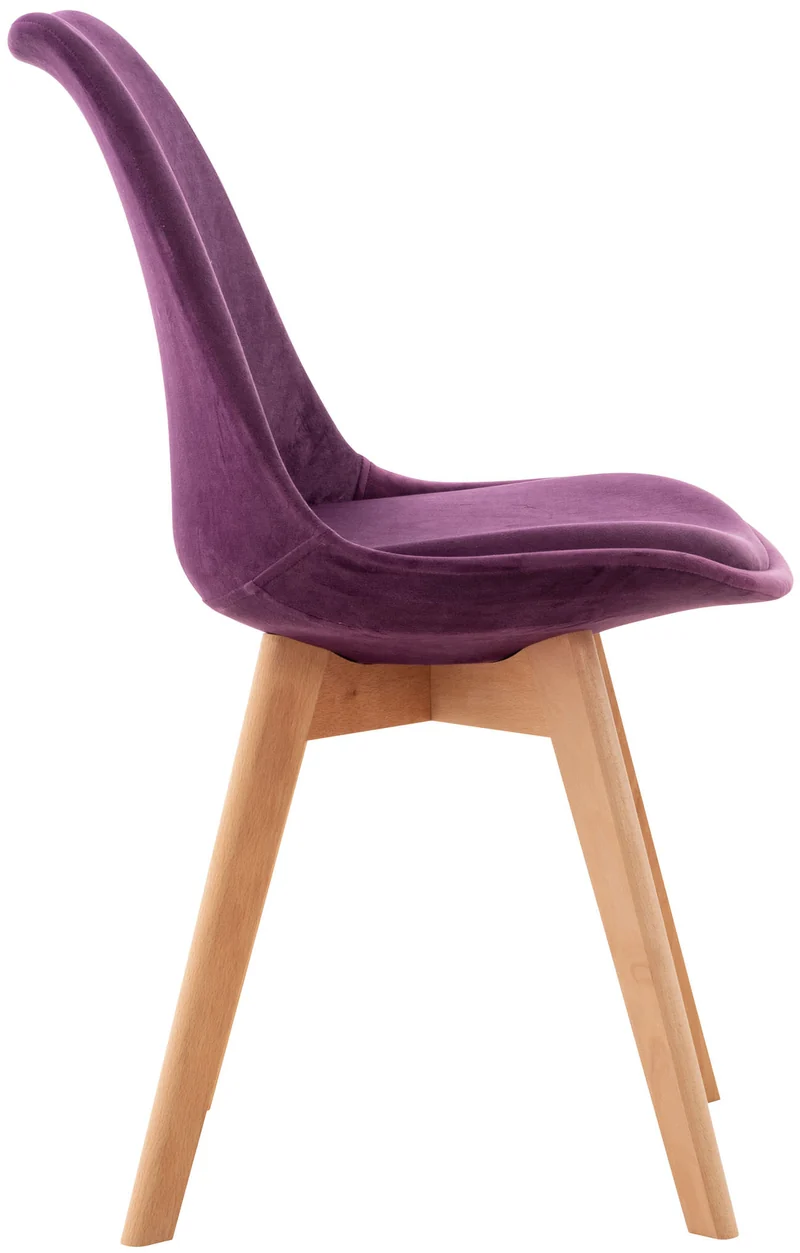 Lot de 4 chaises de salle à manger design scandinave en tissu velours violet pieds bois clair CDS10387