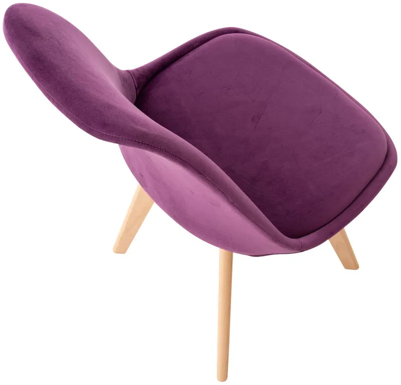 Lot de 4 chaises de salle à manger design scandinave en tissu velours violet pieds bois clair CDS10387