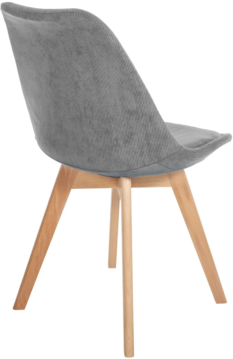 Chaise de salle à manger x1 design scandinave en velours côtelé gris et pieds en bois clair 10_0002278