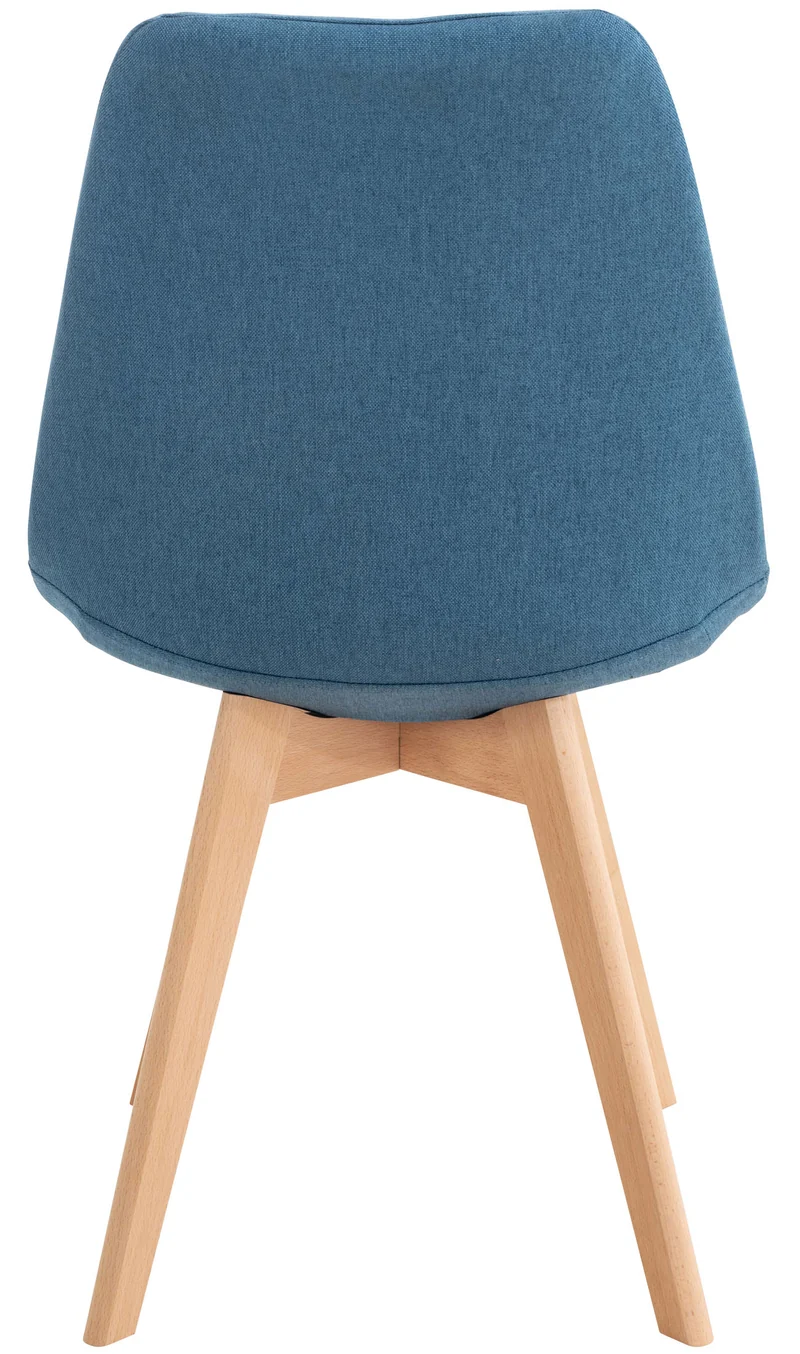 Lot de 4 chaises de salle à manger cuisine ou bureau en tissu bleu pieds en bois 10_0000940