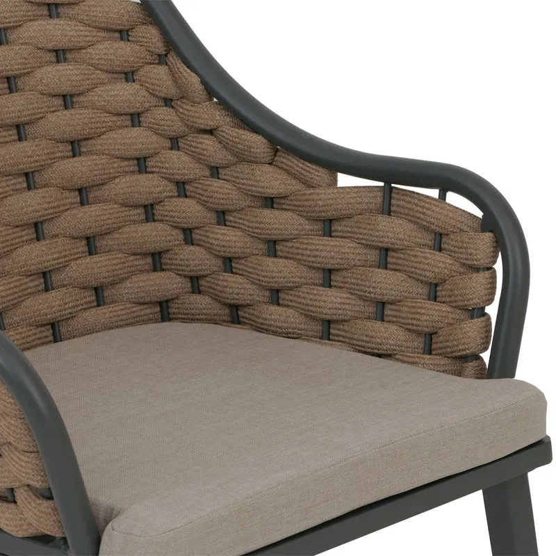 Lot de 2 chaises de jardin design avec corde tressée coussin beige structure aluminium 04_0009590