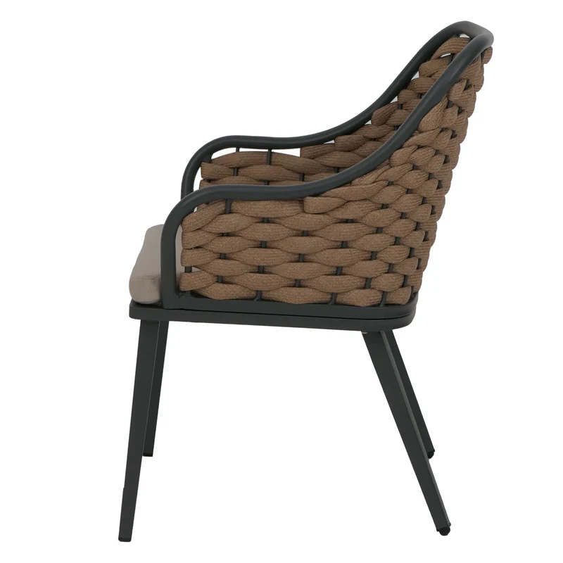 Lot de 2 chaises de jardin design avec corde tressée coussin beige structure aluminium 04_0009590