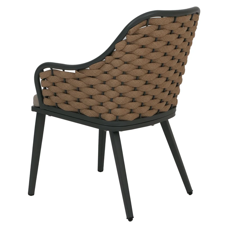 Lot de 2 chaises de jardin design avec corde tressée coussin beige structure aluminium 04_0009590