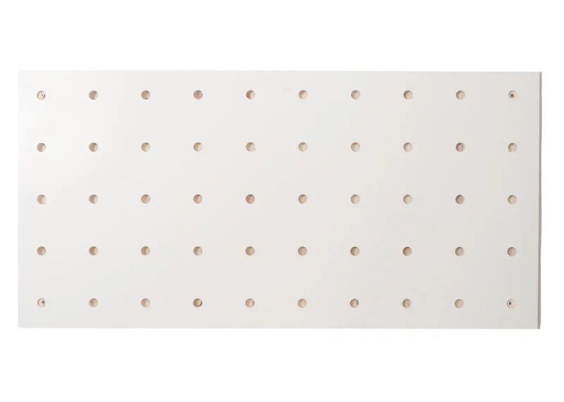 Panneau mural modulable étagère murale avec planches et tiges 100 x 50 cm système perforé contreplaqué blanc 04_0009082