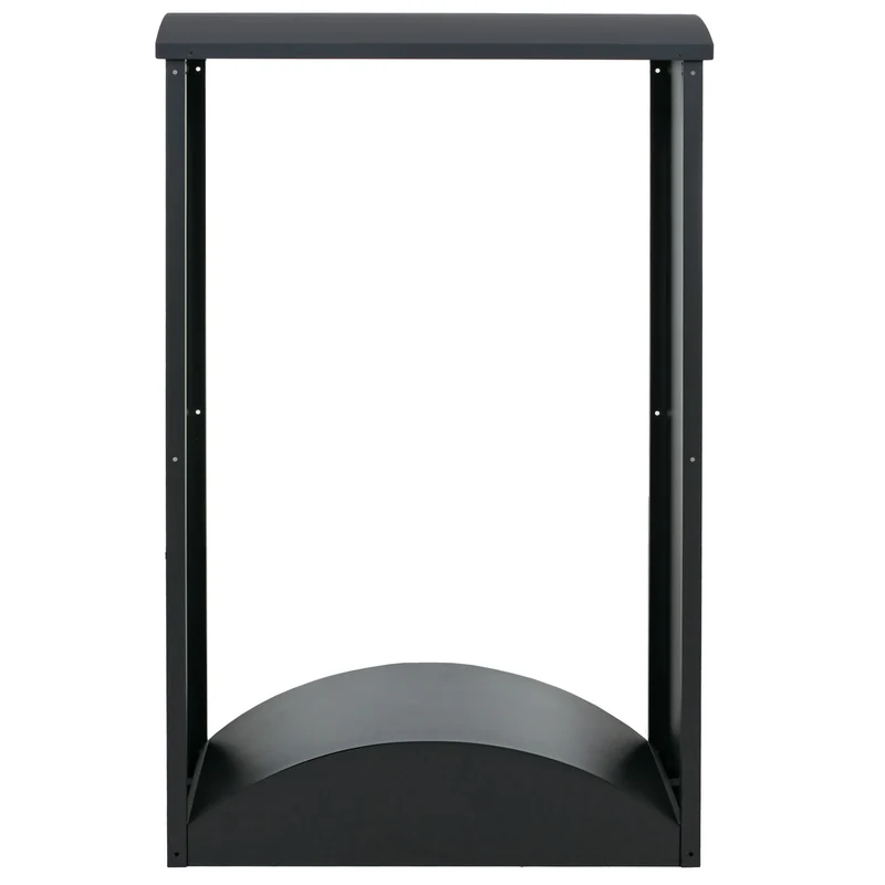 Abri à bois range-bûches extérieur avec base arrondie 160 x 98 x 50 cm en métal galvanisé anthracite 04_0008893