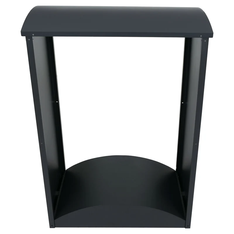 Abri à bois range-bûches extérieur avec base arrondie 160 x 98 x 50 cm en métal galvanisé anthracite 04_0008893
