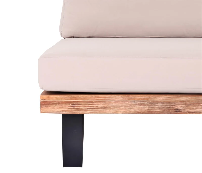 Lot de 2 fauteuils lounge bas avec coussins épais crème en aluminium et bois d’acacia marron avec coussins 04_0009396