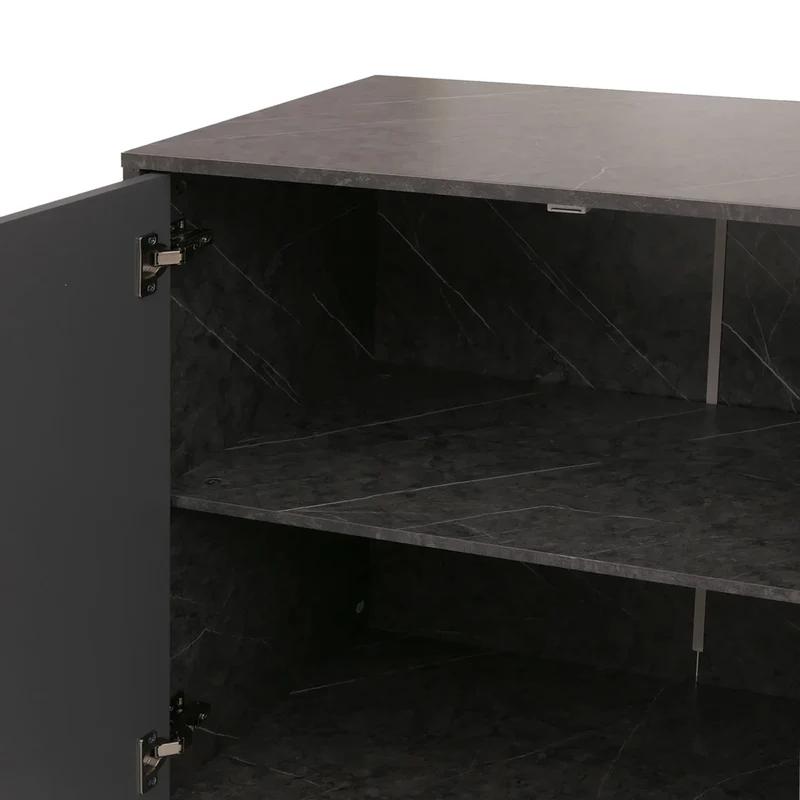 Buffet de rangement moderne avec 4 étagères 88 x 150 x 40 cm en MDF gris 04_0009569