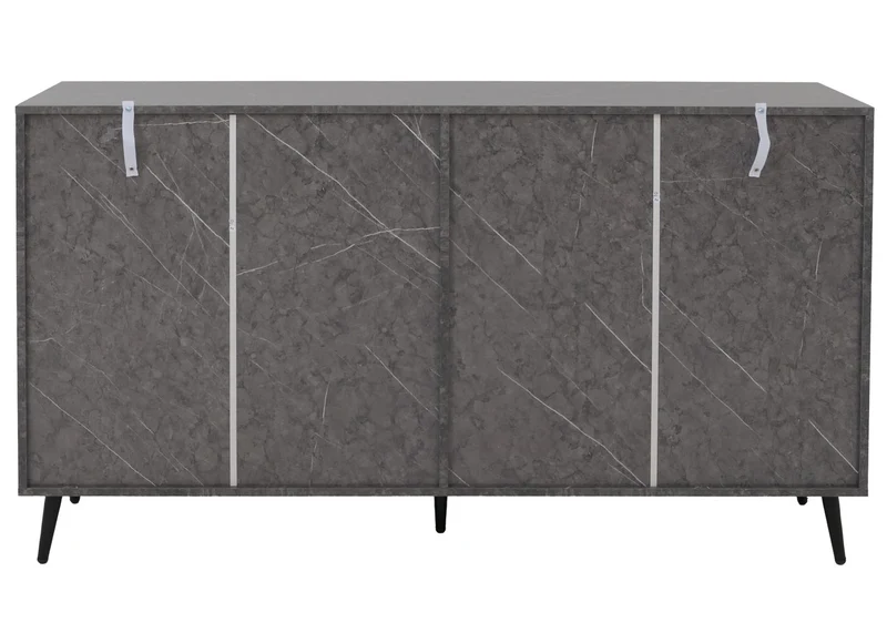 Buffet de rangement moderne avec 4 étagères 88 x 150 x 40 cm en MDF gris 04_0009569