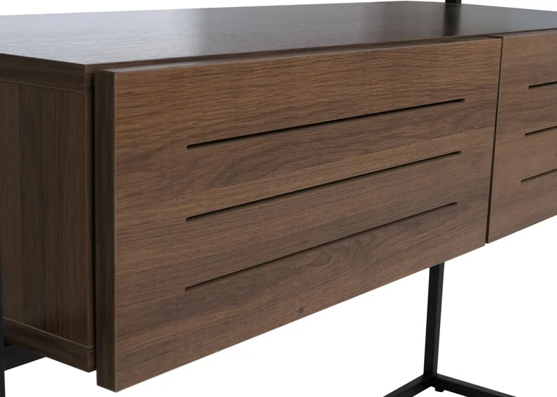 Table de console moderne avec 2 tiroirs et 2 étagères 80 x 120 x 40 cm en MDF marron 04_0008718