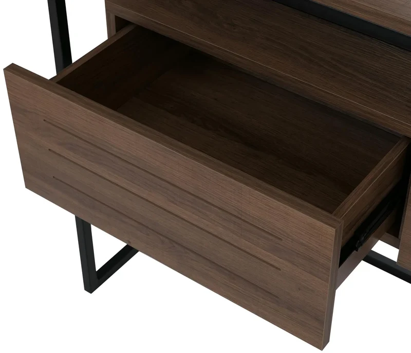 Table de console moderne avec 2 tiroirs et 2 étagères 80 x 120 x 40 cm en MDF marron 04_0008718