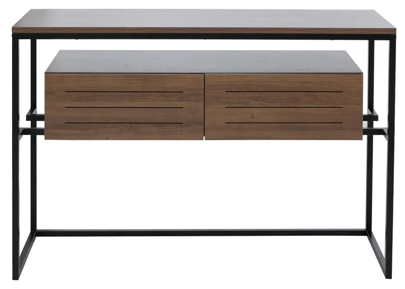 Table de console moderne avec 2 tiroirs et 2 étagères 80 x 120 x 40 cm en MDF marron 04_0008718