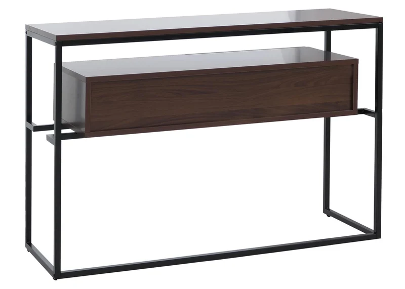 Table console moderne avec 2 tiroirs et 2 étagères 80 x 120 x 40 cm en MDF marron 04_0008717
