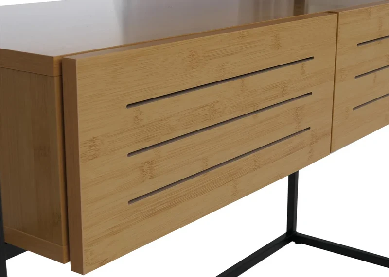 Table console avec tiroirs et étagères 80 x 120 x 40 cm structure métal et MDF mélaminé 04_0008716
