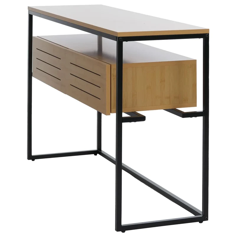 Table console avec tiroirs et étagères 80 x 120 x 40 cm structure métal et MDF mélaminé 04_0008716