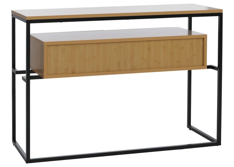 Table console avec tiroirs et étagères 80 x 120 x 40 cm structure métal et MDF mélaminé 04_0008716