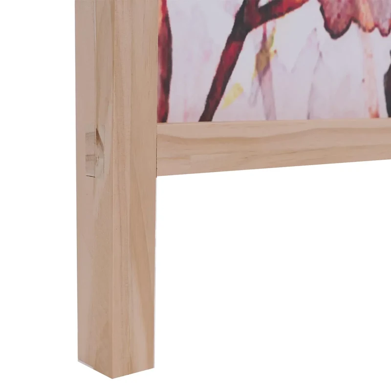 Paravent pliable 3 panneaux séparateur de pièce motif floral 170 x 137 cm en polyéthylène beige cadre en bois 04_0008911