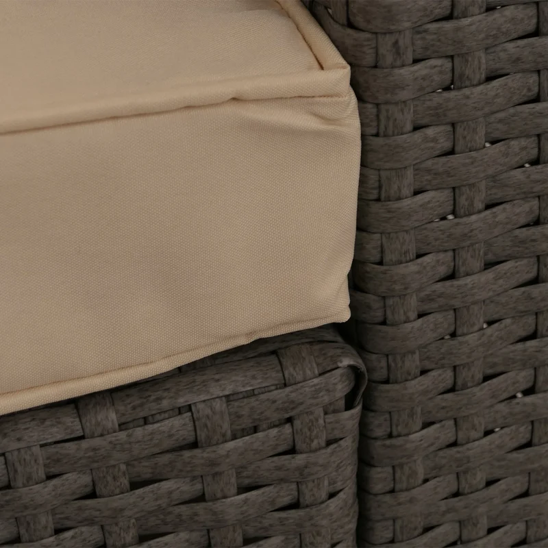 Salon de jardin modulable en poly-rotin gris ensemble lounge pour balcon terrasse ou jardin coussins beiges 04_0009552
