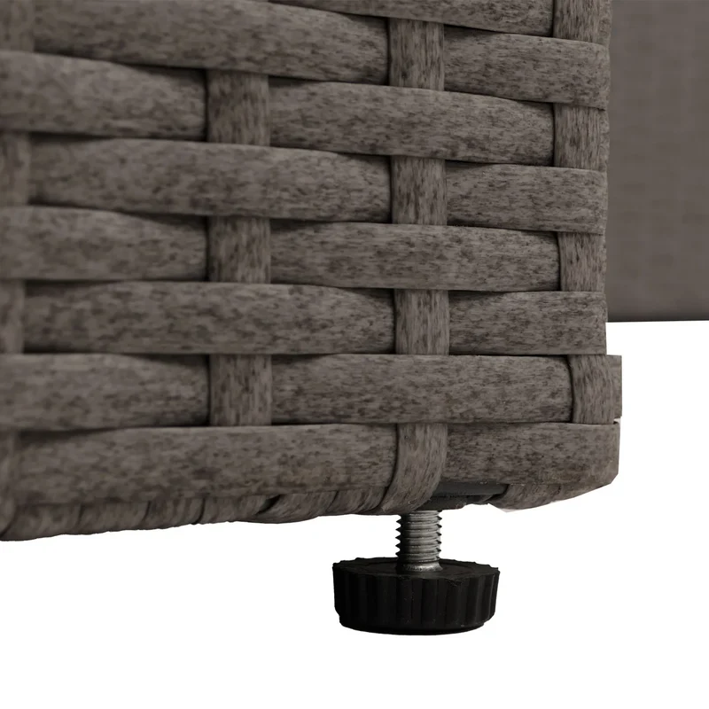Salon de jardin modulable en poly-rotin gris ensemble lounge pour balcon terrasse ou jardin coussins beiges 04_0009552