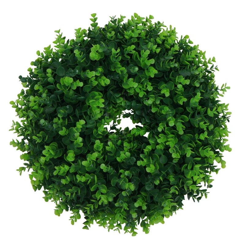 Couronne décorative avec 4 porte-bougies pour intérieur extérieur 10 x 45 x 45 cm en PE vert 04_0009164
