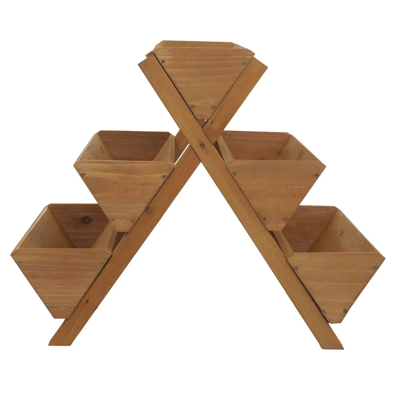 Étagère à plantes escalier à fleurs et herbes aromatiques jardinière bac à plantes surélevé 5 bacs 56 × 56 × 70 cm usage extérieur bois de sapin 04_0009616