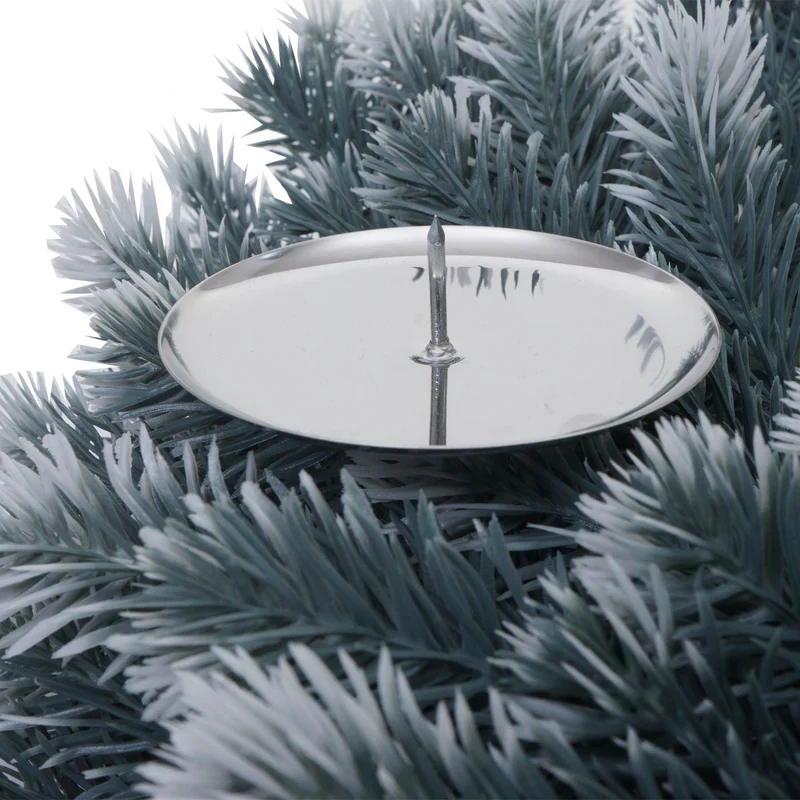 Couronne décorative artificielle avec porte-bougies effet sapin enneigé Ø 60 cm 04_0009147