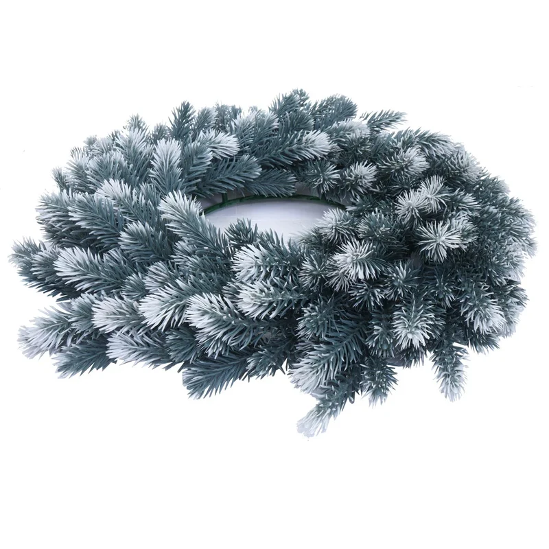Couronne décorative artificielle avec porte-bougies effet sapin enneigé Ø 60 cm 04_0009147
