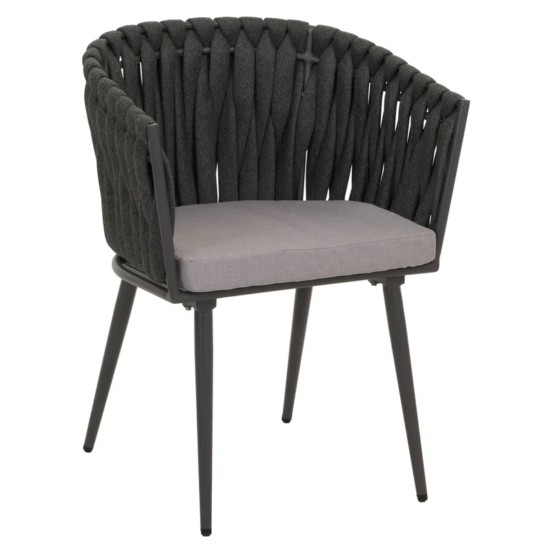 Lot de 2 chaises de jardin confortables en aluminium 82 x 61 x 57 cm style moderne avec coussins gris clair structure anthracite 04_0009750