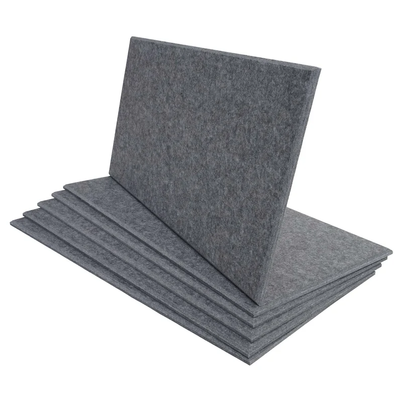 Lot de 6 panneaux acoustiques textiles design moderne 60 x 30 x 0,9 cm en polyester gris 04_0010304