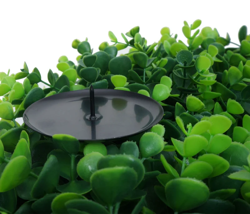 Couronne décorative ronde avec 4 porte-bougies 52 x 52 x 10 cm utilisation intérieure extérieure en PE vert 04_0009160