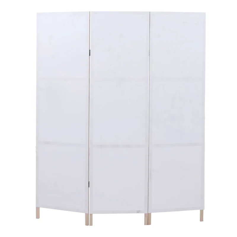 Paravent pliable 3 panneaux décoratif sépateur de pièce 170 x 137 cm motif paysage de rivière en polyéthylène beige 04_0008913