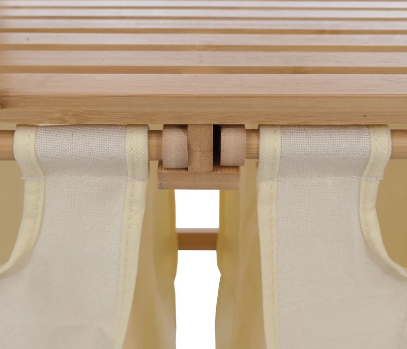 Lot de 3 paniers à linge pratiques pour salle de bain avec étagères 125 x 80 x 40 cm design épuré en bambou naturel et crème 04_0008767
