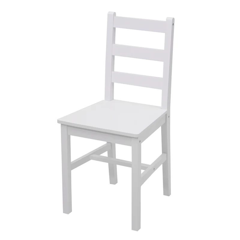Ensemble de table avec deux chaises en bois massif blanc 110 cm design classique 04_0006731