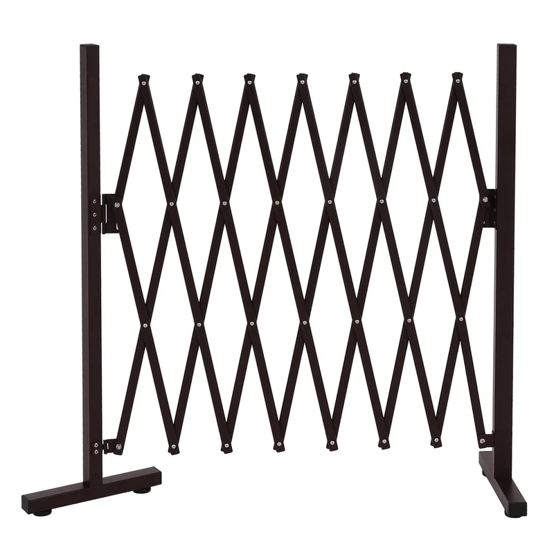 Grille de barrière grille de protection de clôture à ciseaux extensible métal marron hauteur 103 cm 04_0010234