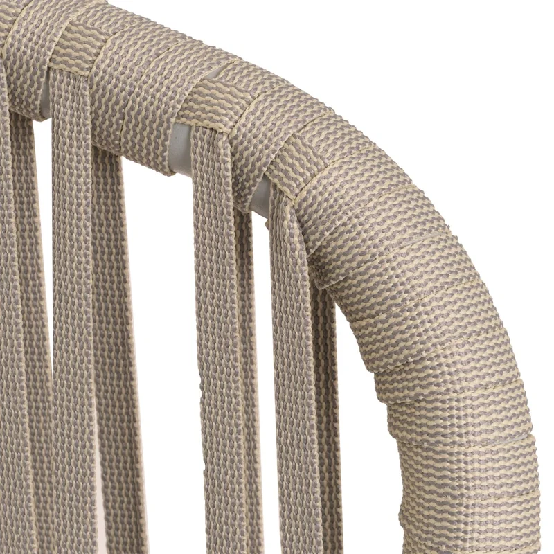 Lot de 2 chaises de jardin avec accoudoirs structure aluminium et tressage corde coussins taupe 04_0010096