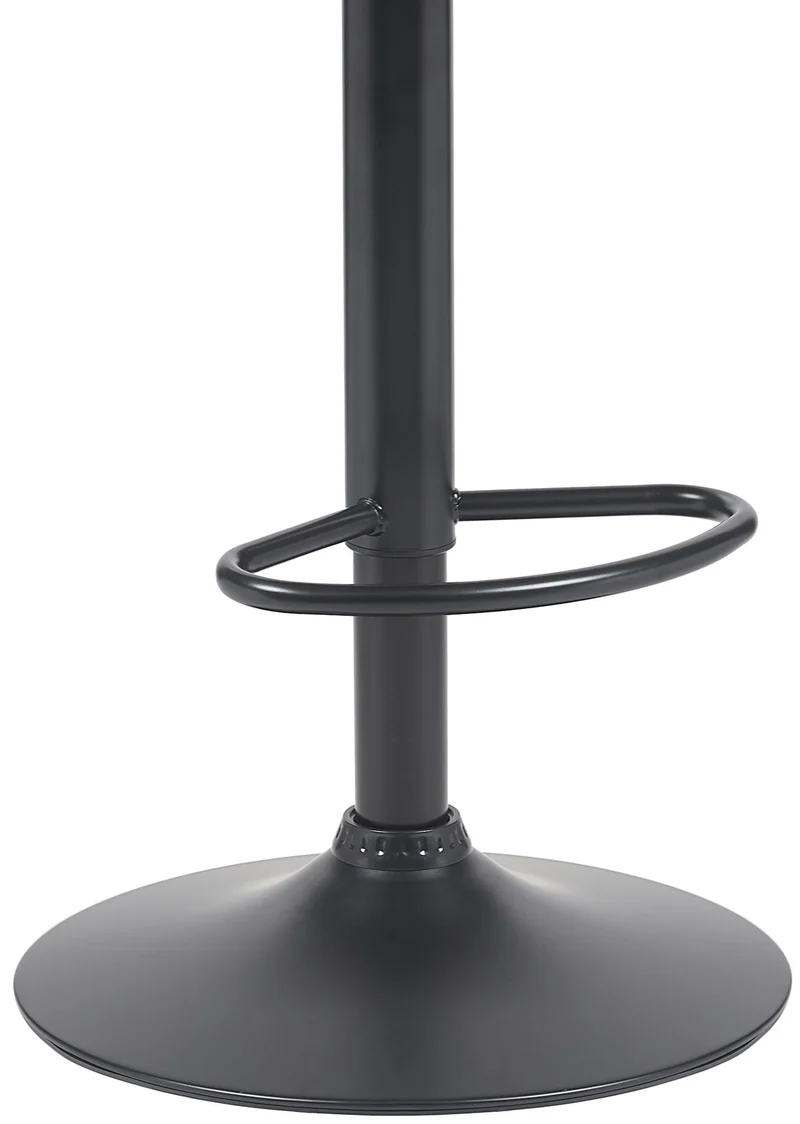 Tabouret de bar x1 style moderne rétro en PVC noir assise en bois courbé couleur noyer cadre métal noir 10_0005594