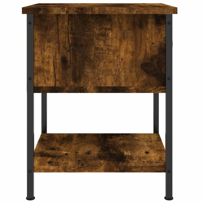 Table de chevet avec tiroir et étagère 34 x 35,5 x 45 cm bois d'ingénierie marron et fer DEC033540