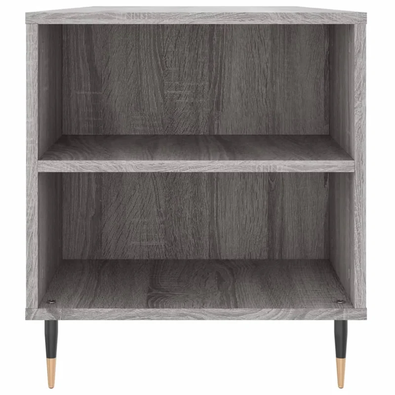 Table basse avec 2 tiroirs et 4 compartiments 102 x 44,5 x 50 cm bois d'ingénierie gris et métal DEC039972