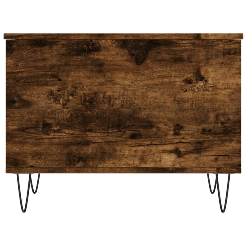 Table basse rectangulaire relevable avec rangement – finition chêne fumé marron et métal – style industriel DEC038441