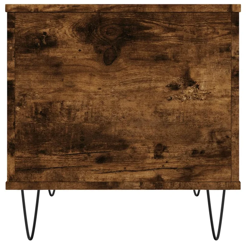 Table basse rectangulaire relevable avec rangement – finition chêne fumé marron et métal – style industriel DEC038441