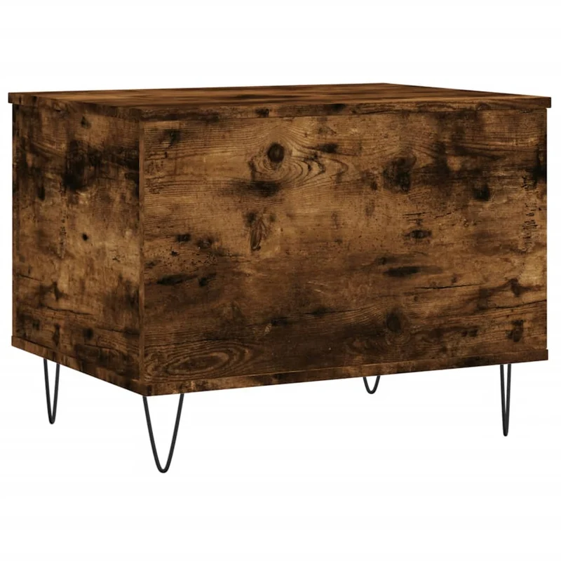 Table basse rectangulaire relevable avec rangement – finition chêne fumé marron et métal – style industriel DEC038441