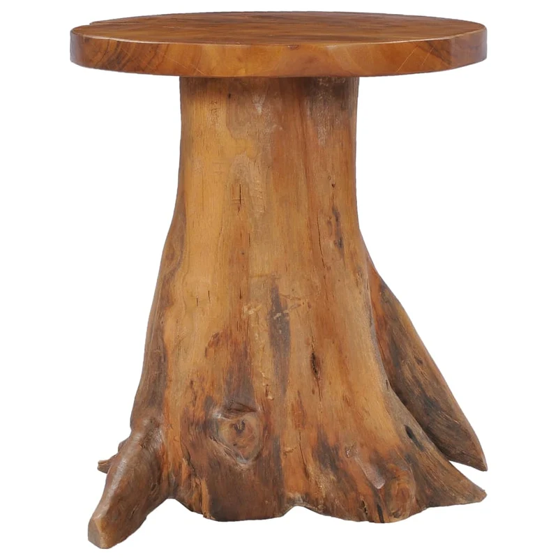 Table d'appoint ronde en racine de teck massif – pièce artisanale unique – bois naturel DEC037051