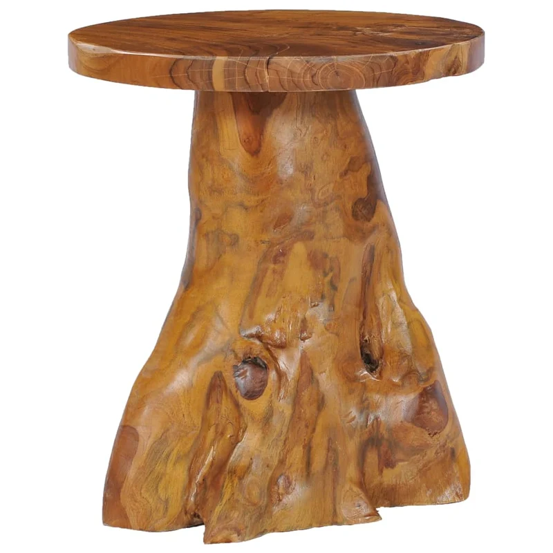 Table d'appoint ronde en racine de teck massif – pièce artisanale unique – bois naturel DEC037051