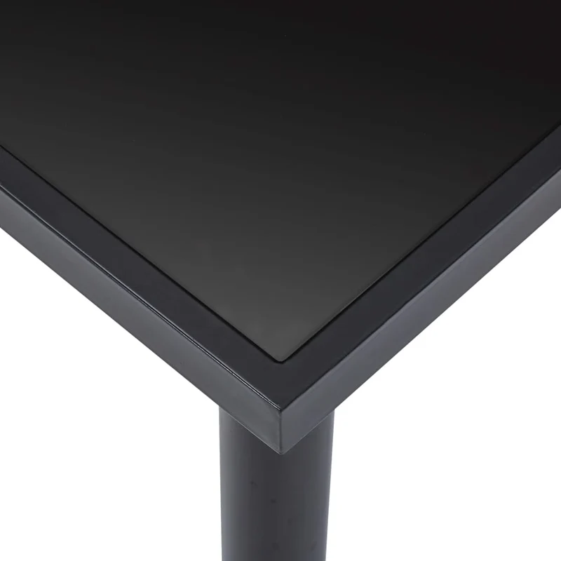 Table de salle à manger design noire plateau en verre trempé et cadre métal 200 x 100 cm DEC036886