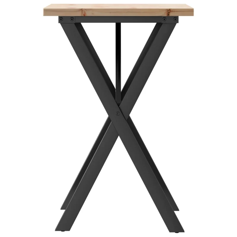 Table d'appoint design industriel structure en forme de X 50 x 50 x 75,5 cm bois de pin massif et acier DEC036811