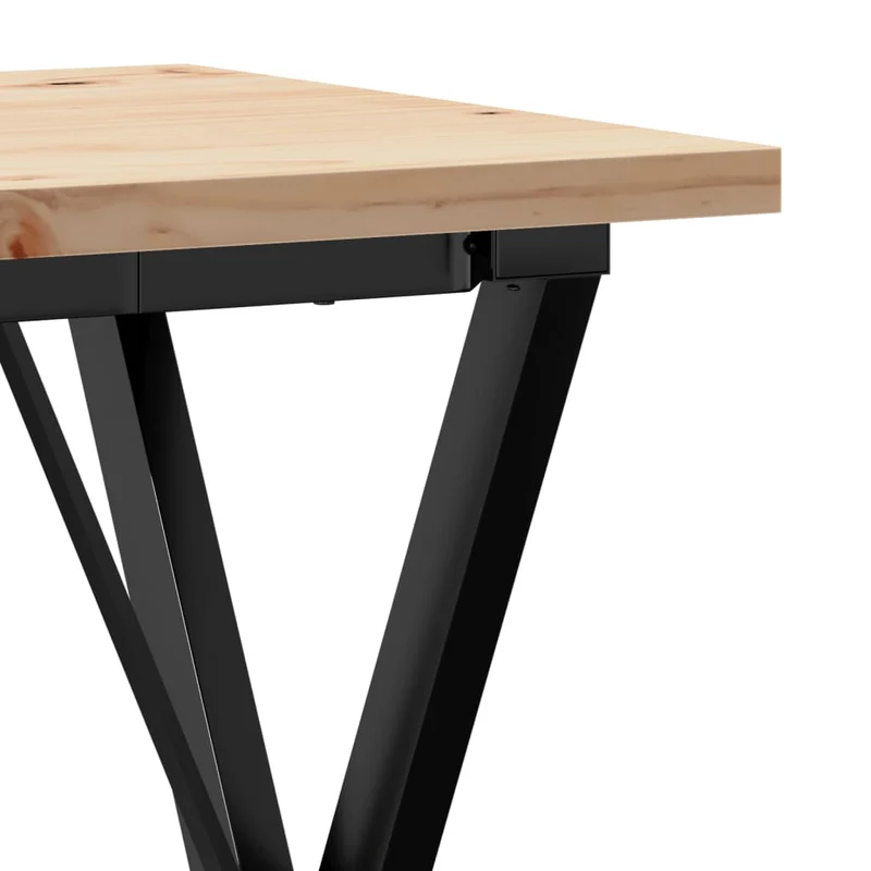 Table d'appoint design industriel structure en forme de X 50 x 50 x 75,5 cm bois de pin massif et acier DEC036811