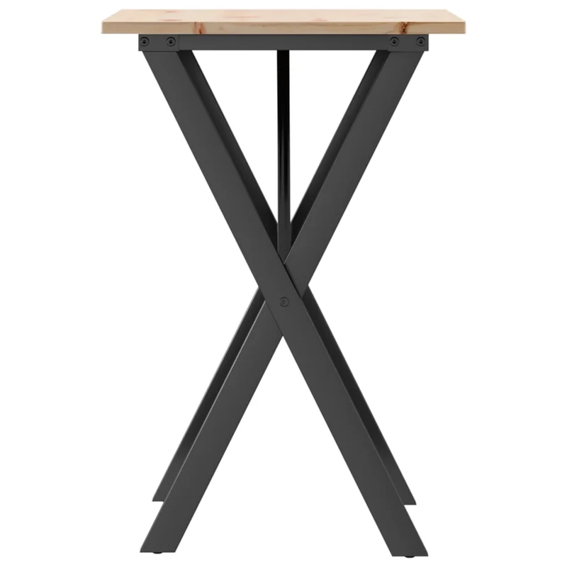 Table d'appoint design industriel cadre en X 50 x 50 x 75 cm bois de pin massif et acier DEC036810