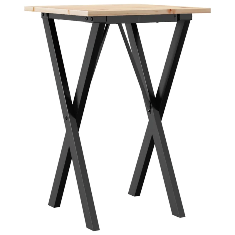 Table d'appoint design industriel cadre en X 50 x 50 x 75 cm bois de pin massif et acier DEC036810