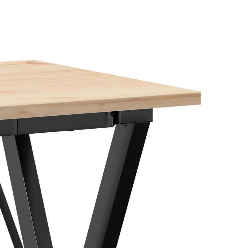 Table d'appoint design industriel cadre en X 50 x 50 x 75 cm bois de pin massif et acier DEC036810
